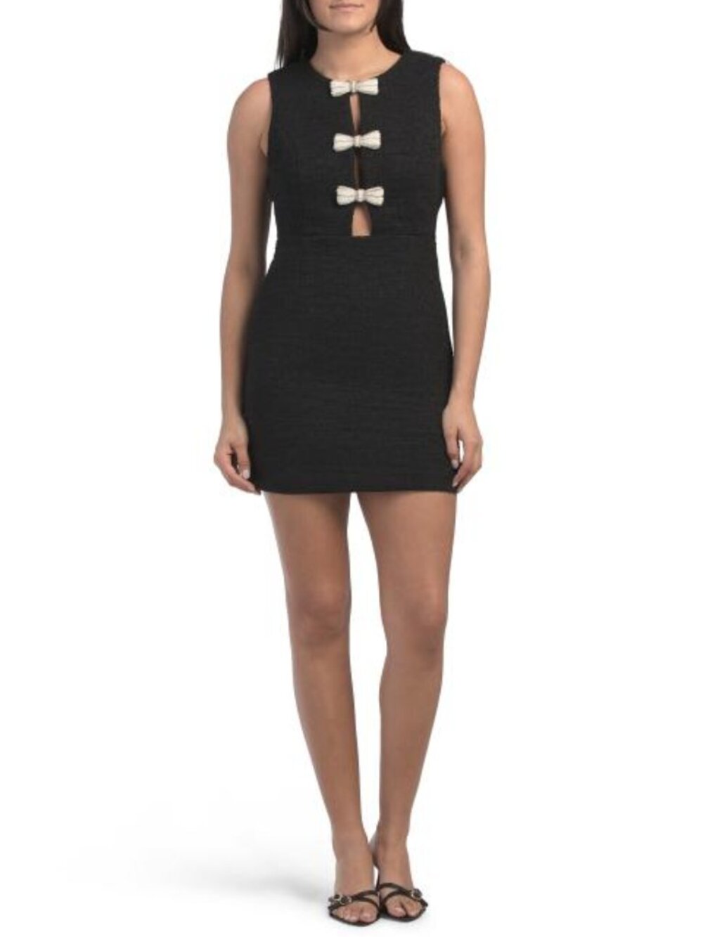 ENDLESS ROSE Faux Pearl Bow Mini Dress